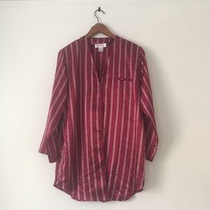 Vintage Burgundy Nordstrom Pinstripe Robe